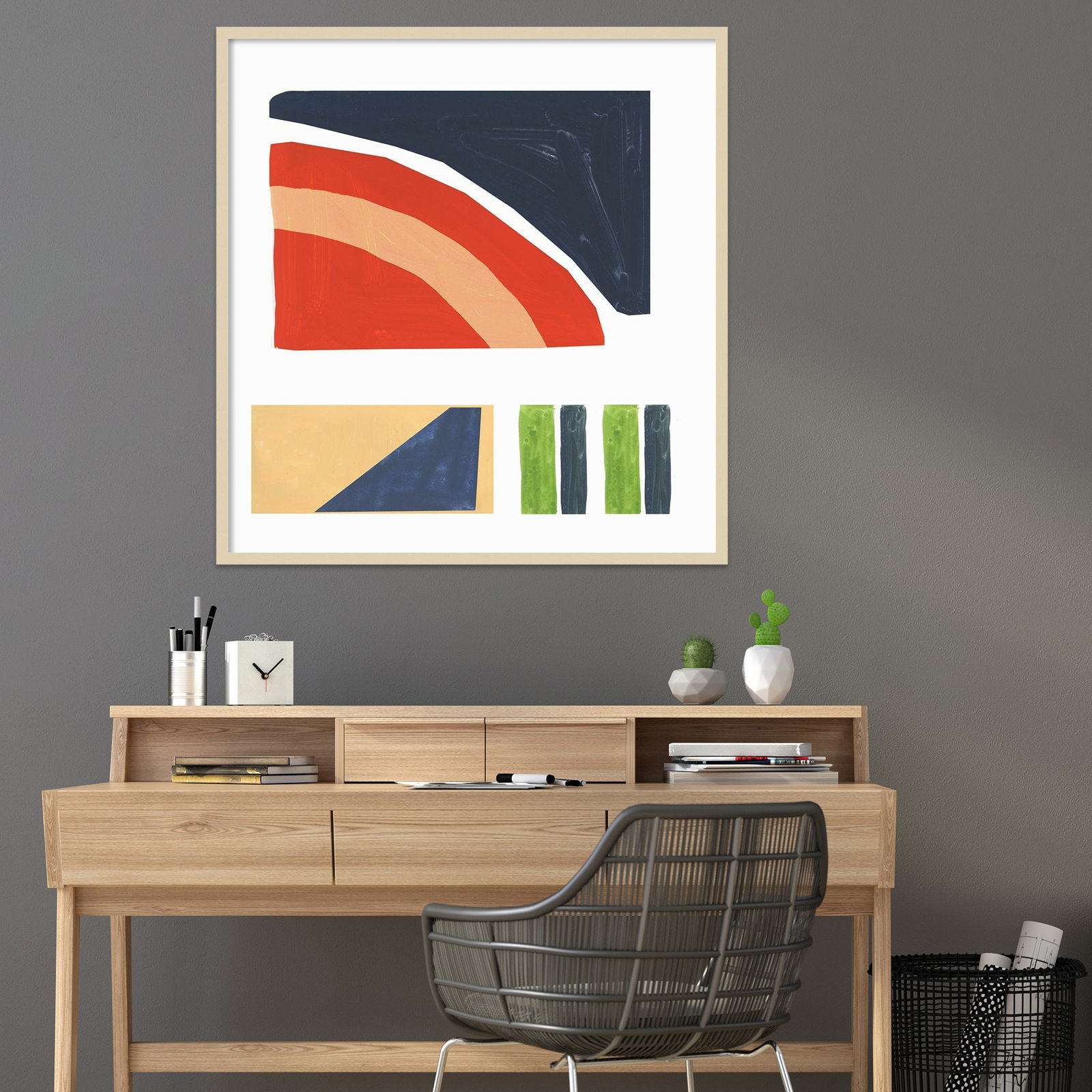 Geometric Games I by Tom Reeves, Natural, 41" H x 39" W x 1" D