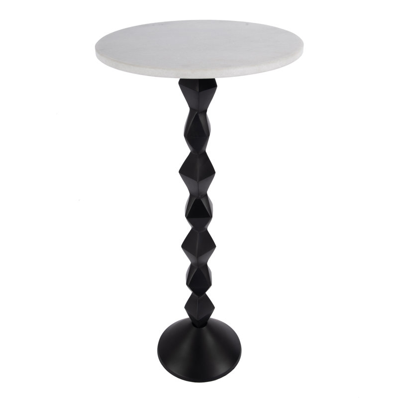 Luvia 12 in. W Round Marble and Metal Side Table