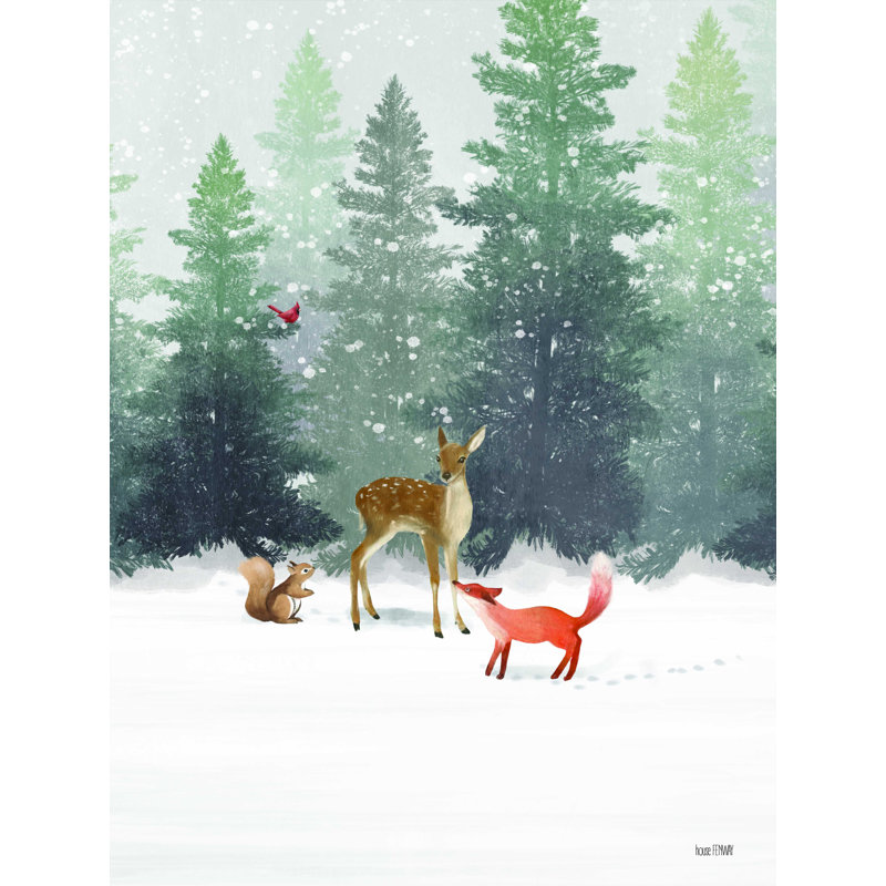 Winter Woodland Friends - Impression sur toile tendue, H 48 po x l 36 po