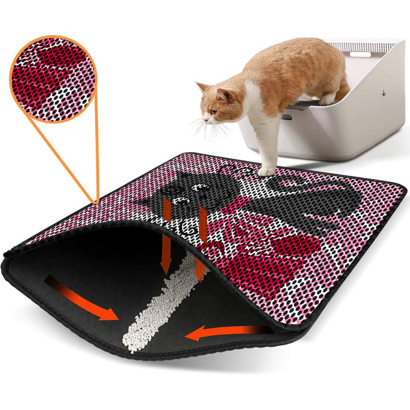 Tapis pour litière de qualité supérieure, 18 po x 24 po | 50% PVC / 50% polyester, lavable à la machine et passer l'aspirateur | Conception durable et facile à nettoyer pour les propriétaires d'animaux de compagnie | Protégez vos planchers des dégâts de la litière