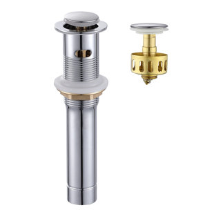 Metal Pop Up Drain Strainer Stopper with Overflow for Bathroom Vessel Sink with Detachable Basket