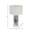 Lampe de table moderne neutre striée 24,5 po avec abat-jour blanc