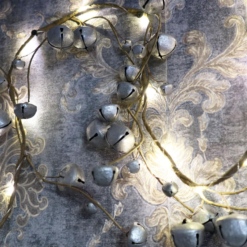 35cm Lighted Faux Garland with Lights, Silver