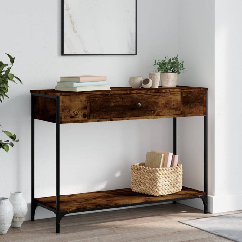 Console Table, 75cm H x 100cm W x 34.5cm D, Smoked Oak