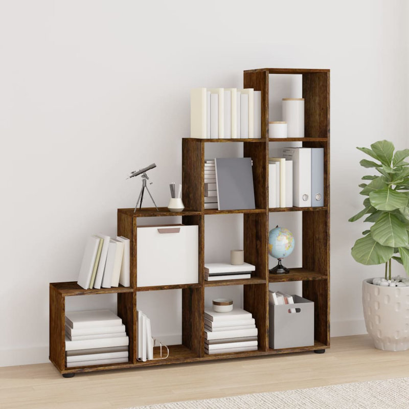 Tambellini Cube Bookcase, Smoked Oak, 104 x 29 x 107 cm