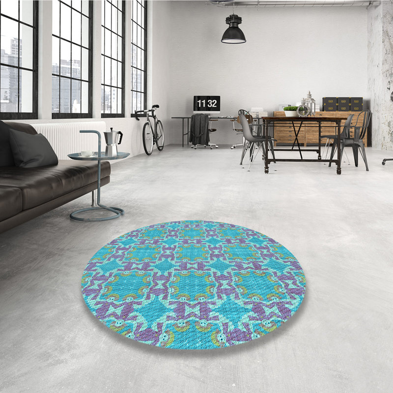 Geometric Indoor Rug, Round 4'