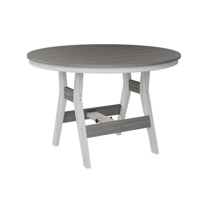 Harbor Outdoor Round Bar Table, Driftwood Gray, Seashell