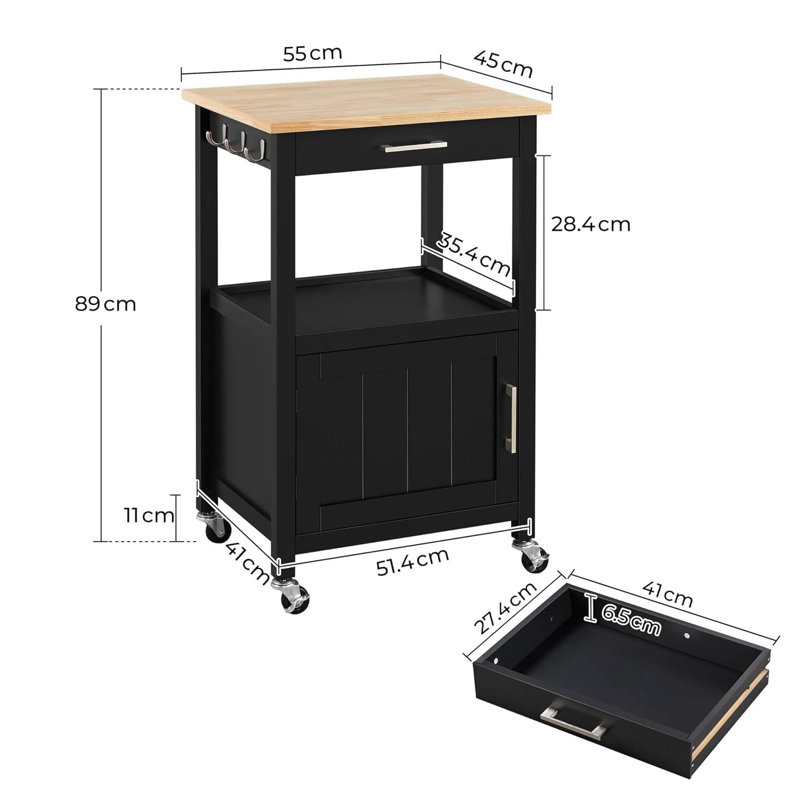 89cm H x 55cm W Utility Cart, Black