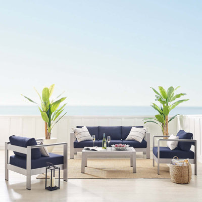Ensemble de patio extérieur en aluminium 4 pièces Shore Sunbrella