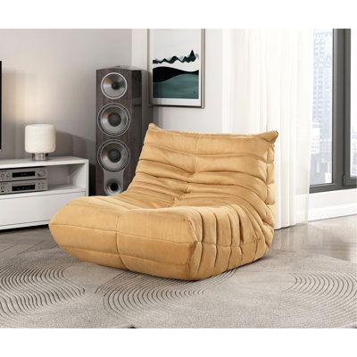 Fauteuil d'appoint confortable en microfibre jaune, fermeture à glissière, tissu 100%, fond antidérapant, limite de 300 lb, siège de 14 po de hauteur, style moderne pour un espace de vie principal