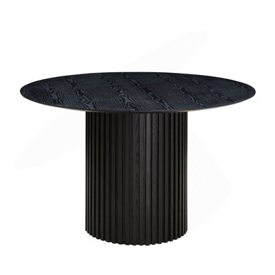 46.45 Inch MDF Dining Table For Dining Room Round Dinner Tables Mid-Century Modern Table BLACK