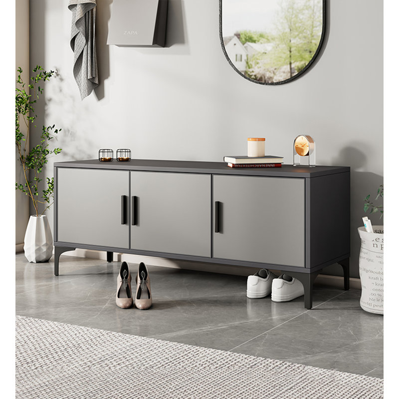 Banc de rangement moderne en alliage d'aluminium gris-noir mat moderne