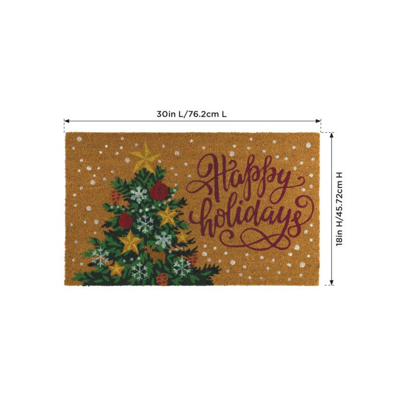 30x18 Natural Coir Fiber and PVC Non Slip Outdoor Doormat with Weather Resistant Textured Surface and Heavy Duty Backing