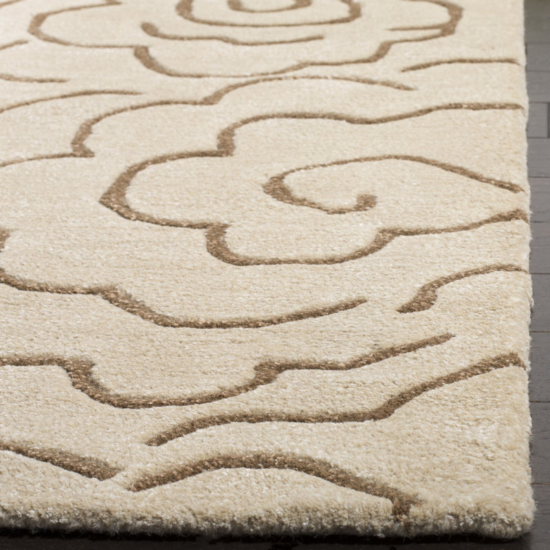 McGreggor Hand Tufted Wool And Viscose Floral Rug, Rectangle 9' x 12'