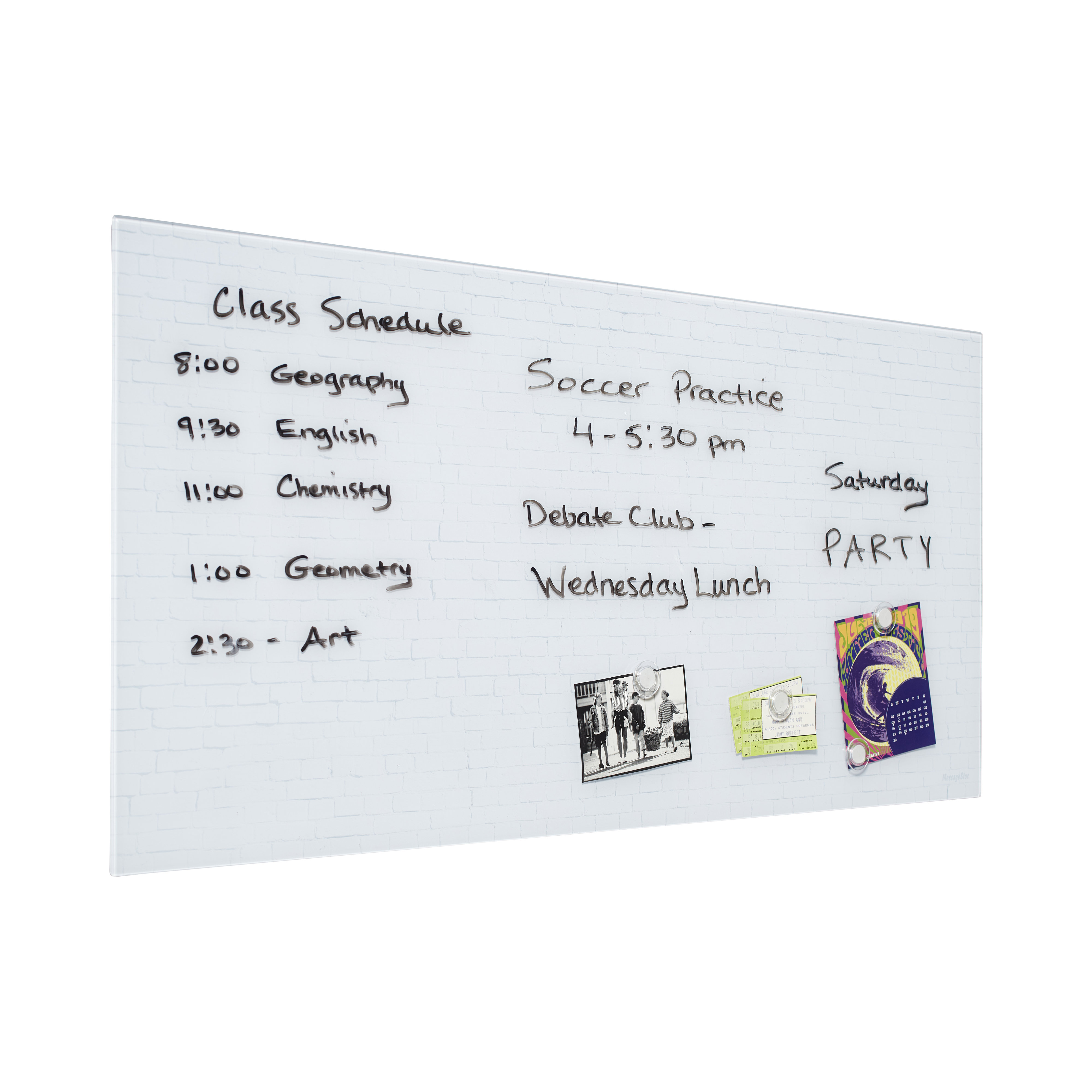 ECR4Kids MessageStor DryErase Glass Board with 18in