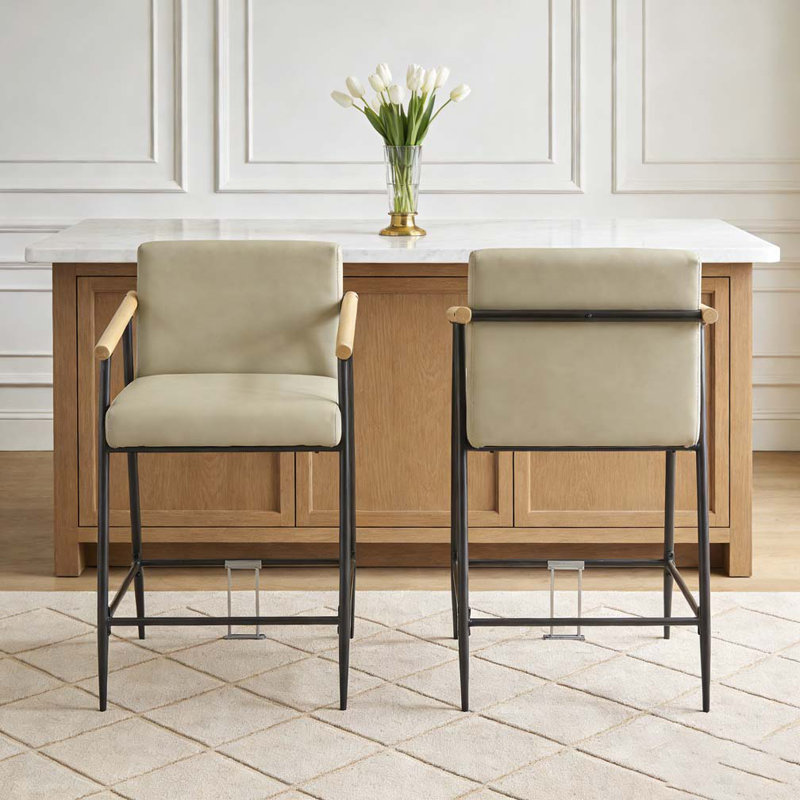 Tabouret de comptoir avec structure en fer, Espresso, kaki