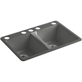 Deerfield 33" L x 22" W Double Basin Drop-In Kitchen Sink with Accessories