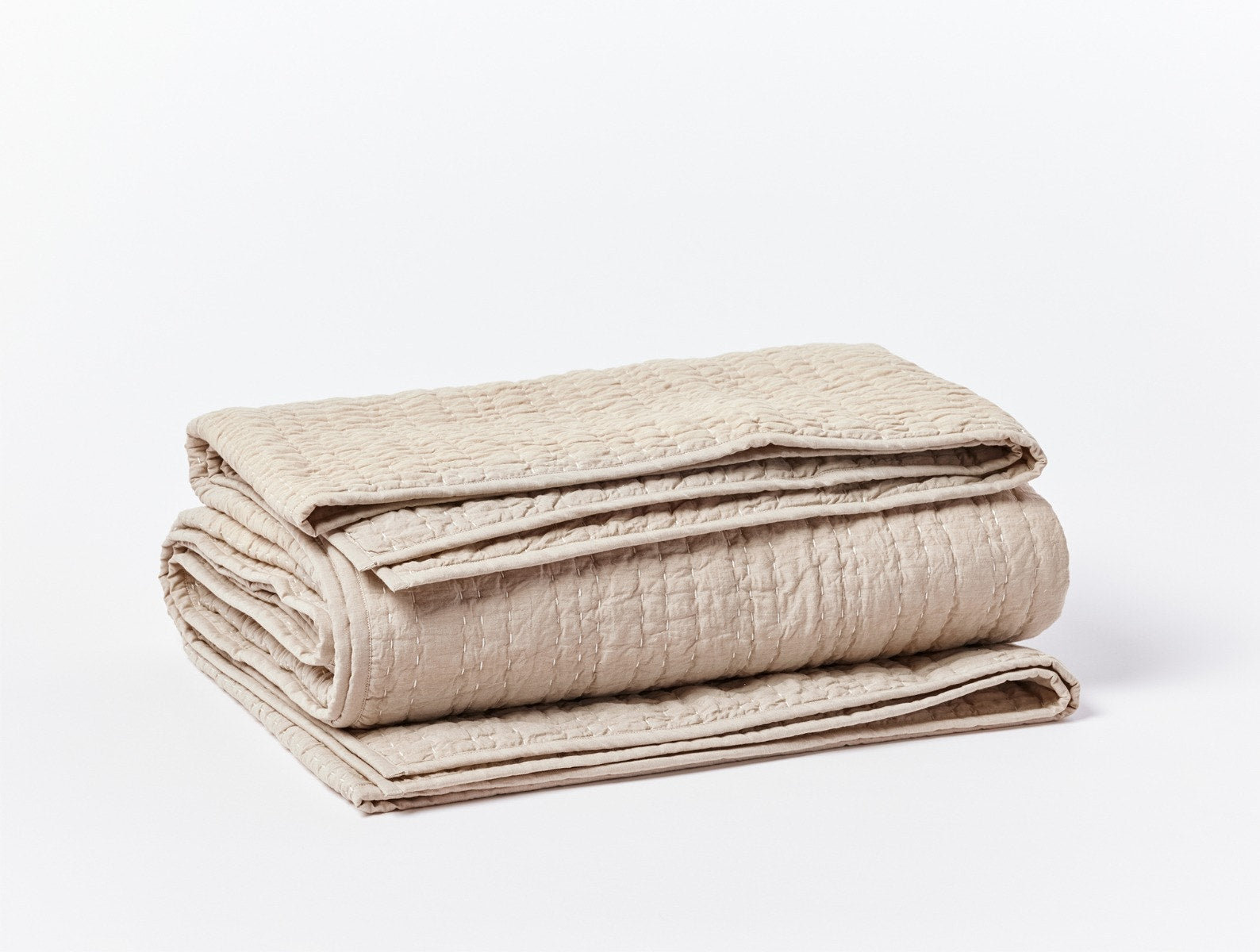 Channel Handstitched Quilt Set, Twin Quilt, Hazel Chambray
