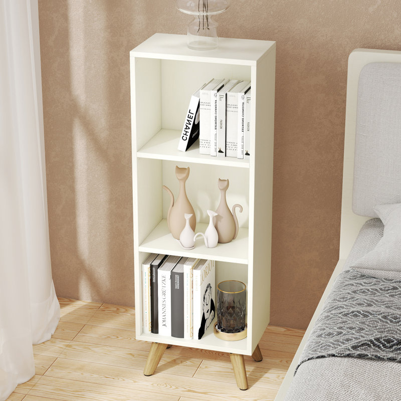 Bibliothèque à 3 tablettes avec tablettes réglables et pieds en bois robustes Ronald, H 41,14 po x l 14,57 po x P 9,45 po