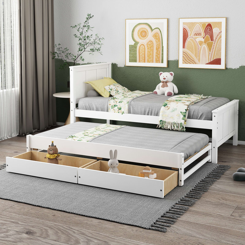 Lit simple avec rangement, Blanc
