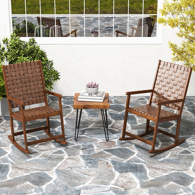 Chaise berçante en bois massif Kobin