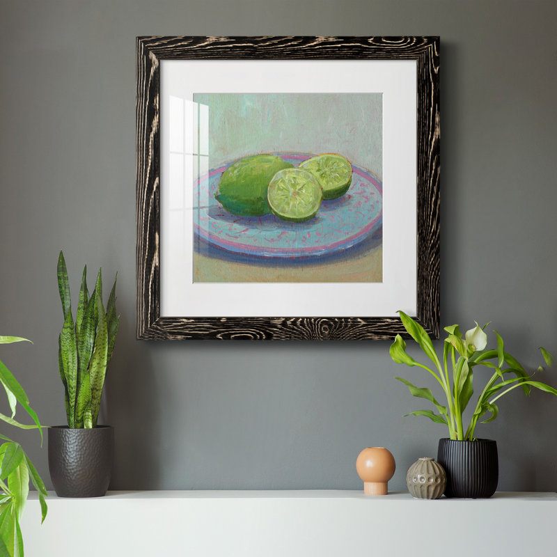 «Still Citrus II», reproduction encadrée de qualité supérieure - prête à être accrochée, Papier encadré noir vieilli, Blanc