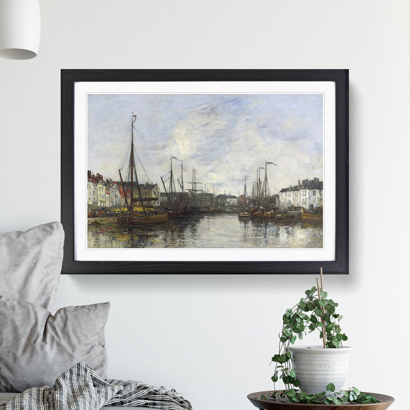 Harbour in Brussels by Eugene Boudin - Framed Print, Black Framed, 27cm H x 36cm W x 2cm D