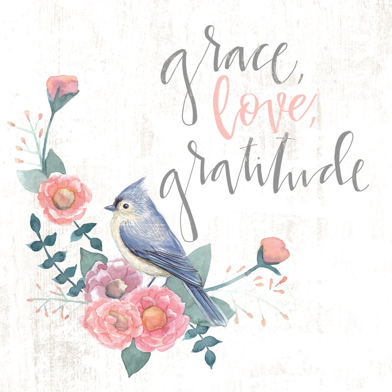 Grace Love Gratitude - Wrapped Canvas Print, 30cm H x 30cm W x 3.8cm D