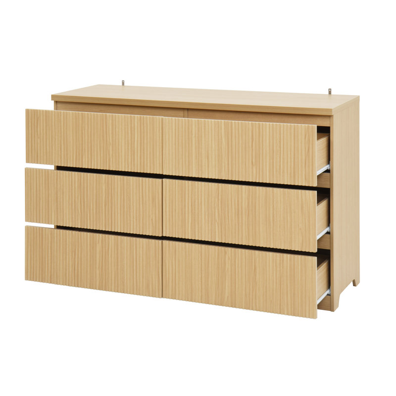 Commode à 6 tiroirs pour chambre à coucher, l 47 po, Naturel