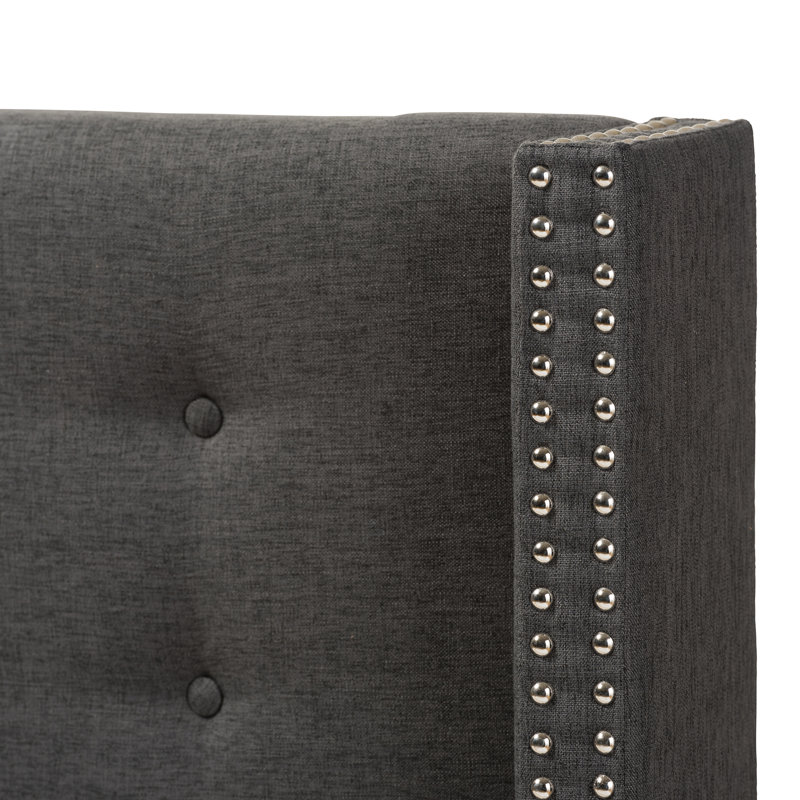 Chareese Upholstered Wingback Headboard, Queen, Dark grey