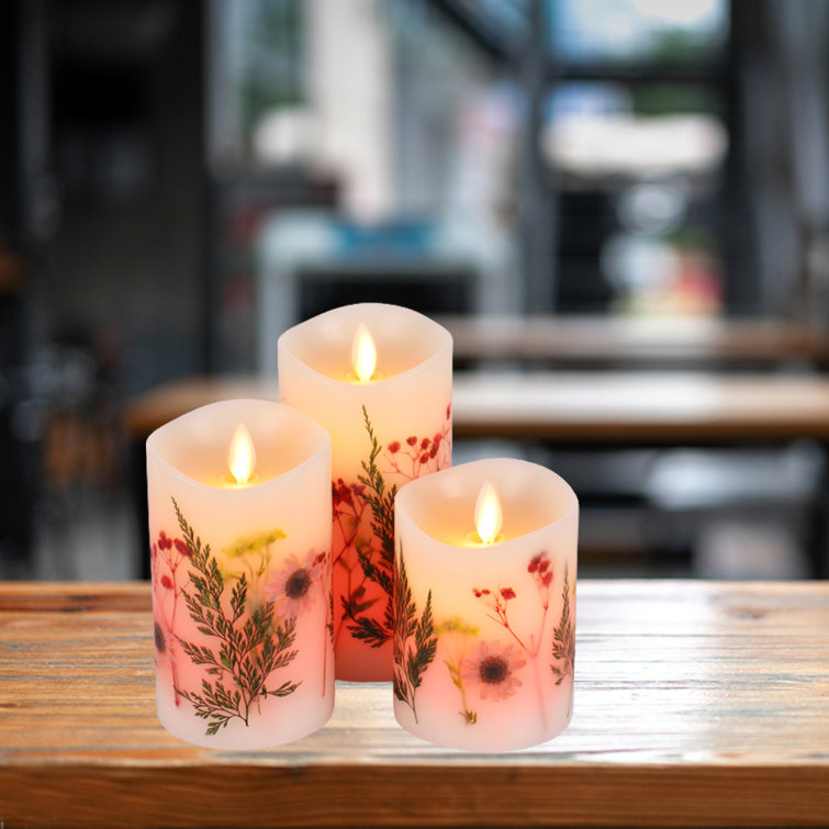 Led Flameless Candles with remote Set of 3 – Sandstone and Sage