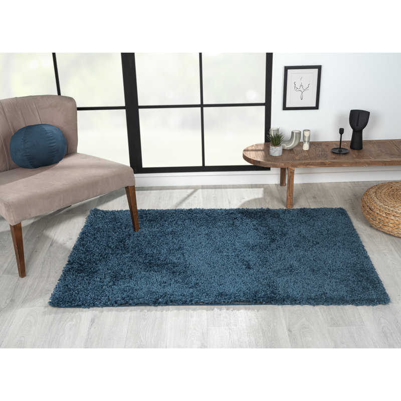 Shaggy Lush Dark Blue Rug, Rectangle 100 x 150cm