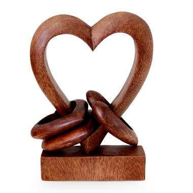 Winston Porter Andee Uplifting Love Handcarved Suar Wood Hearts Sculpture