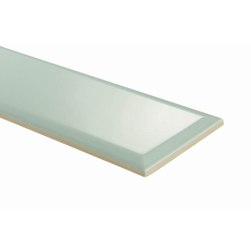 Pop Life 4"X12" Beveled Gloss Ceramic Wall Tile, Mint