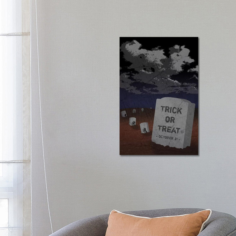 Trick Or Treat Gravestone II by 5by5collective - Wrapped Canvas Painting, 66.04 cm H x 45.72 cm W x 1.91 cm D