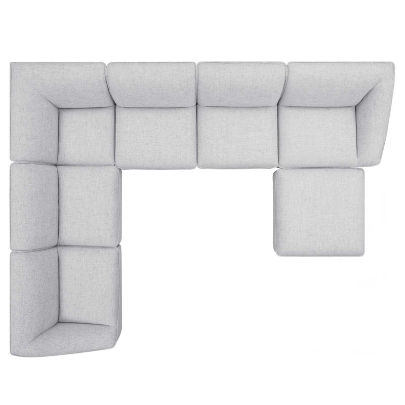 Canapé modulaire 7 pièces Comprise, Velours gris pâle