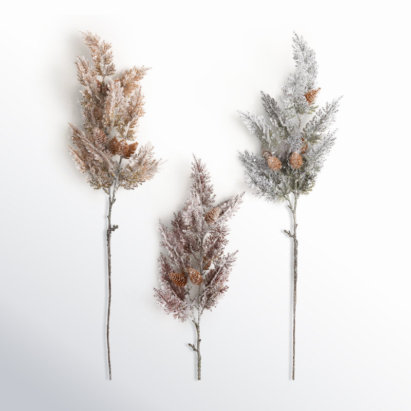 28" Artificial 3 Color Frosted Pine Christmas Spray Set of 3