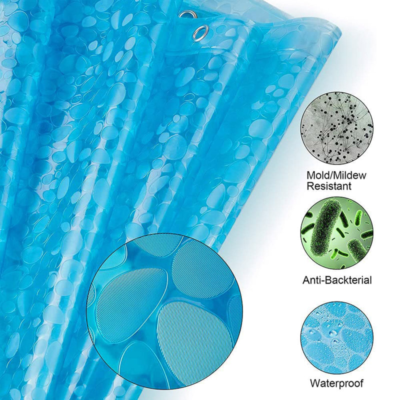 Shower Curtain, 180cm H x 180cm W, Blue Cobblestone