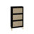 Freestanding 3 Door Shoe Rack, Modern Entryway Storage, 44Lb Load Capacity, Natural & Spandex, -, Finish, Gold Handle, Double Shelf, Metal Base With Slip, Black, Particle Board, Straightforward-1601422751