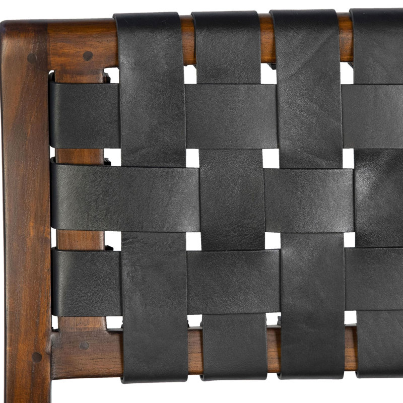 Leather Side Chair in Black, Black, Brown