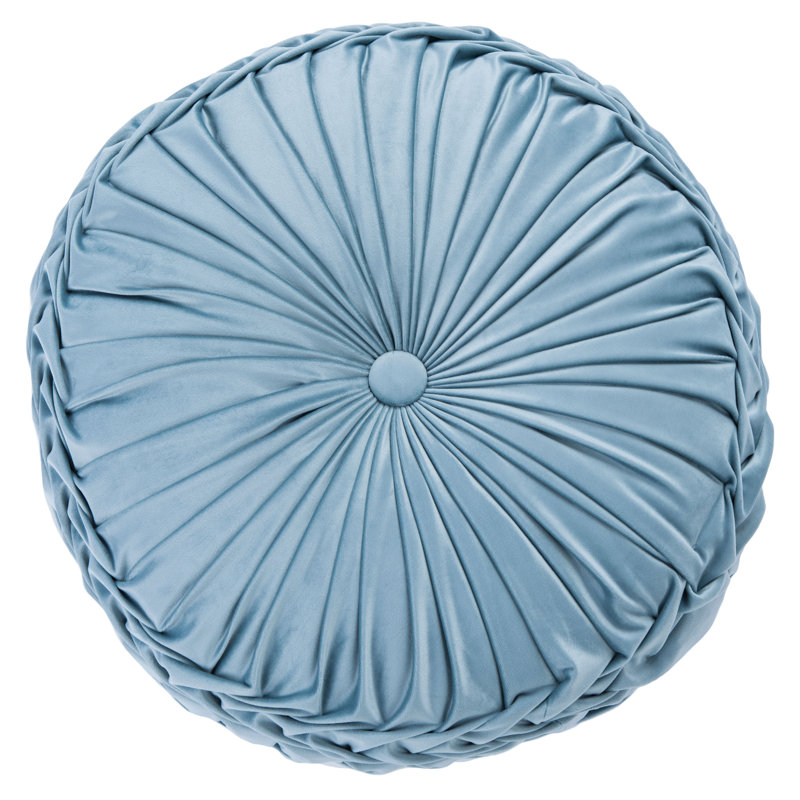 Leila 19" Blue Velvet Tufted Square Pillow