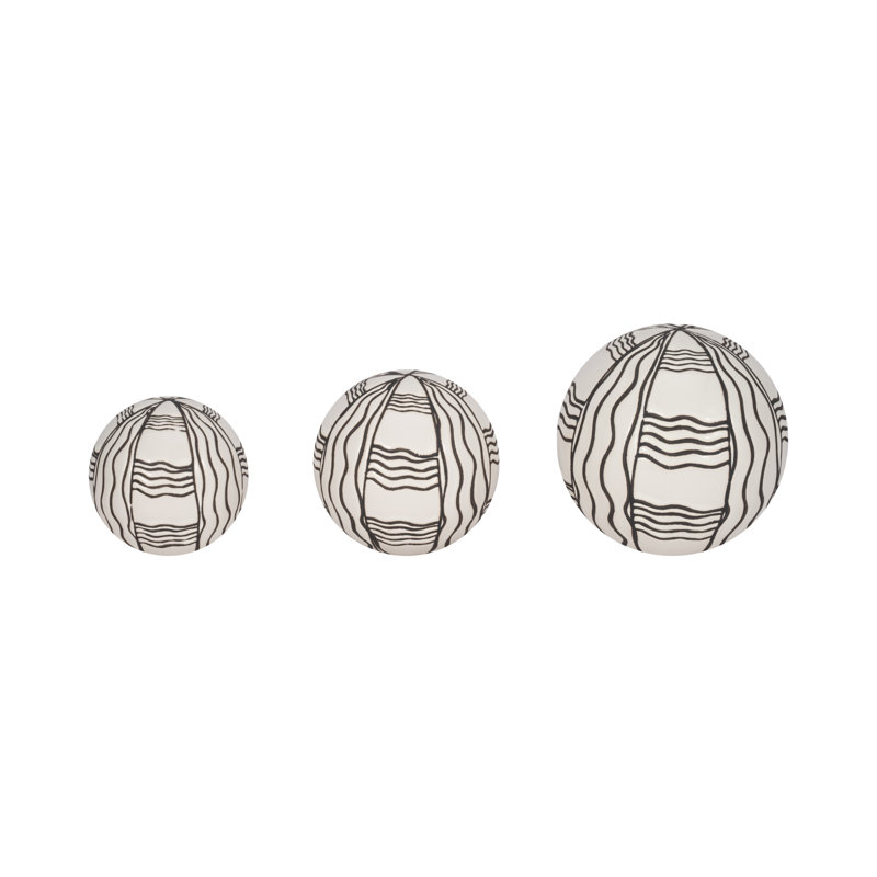 Ewout Decorative Stoneware Ceramic Orbs with Traditional Artistic Design for Classic Accents and Elegant Styling Set of 3