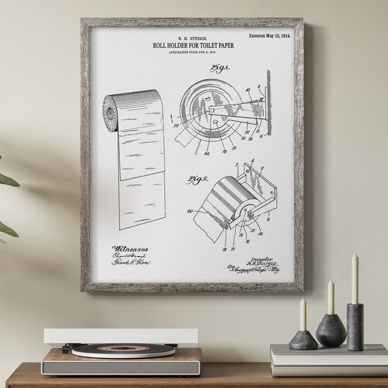 Papier hygiénique, brevet III, reproduction encadrée - bois massif