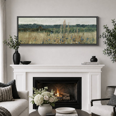 Rustic Countryside " Rustic Field Wildflowers Vintage Countryside Nature Landscape Retro Art Decor Extra Large Pictures "