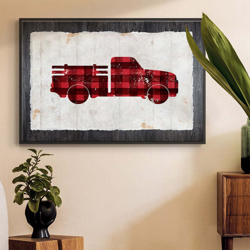 " Checkered Truck ", 17" H x 25" W x 2" D, Black Framed Canvas