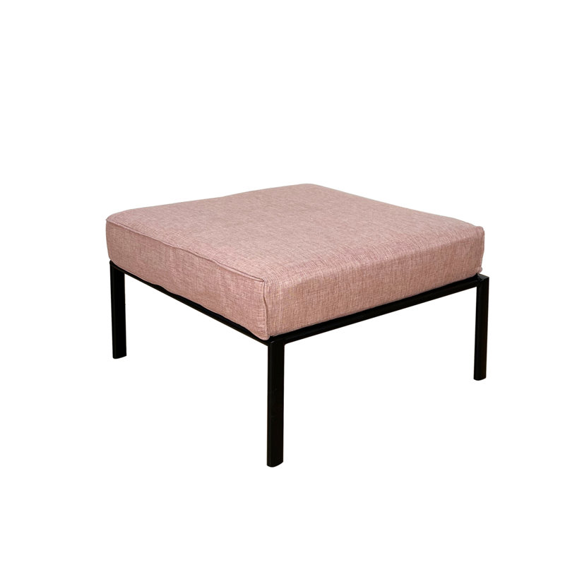 Ensemble de patio en tissu rose et noir Rajni (1 fauteuil avec accoudoirs, 1 repose-pieds)