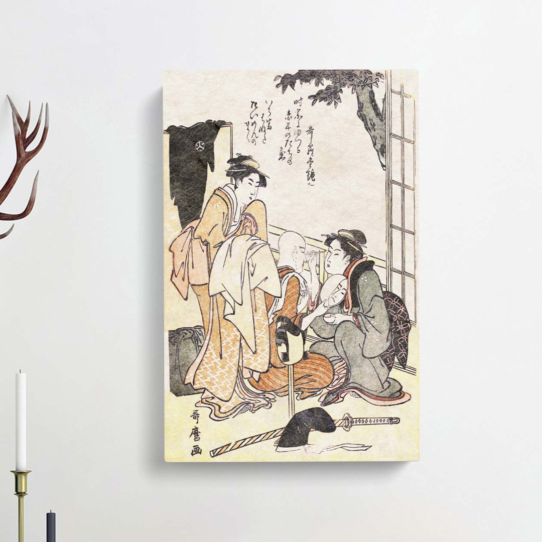 Dressing the Actor by Kitagawa Utamaro - Wrapped Canvas