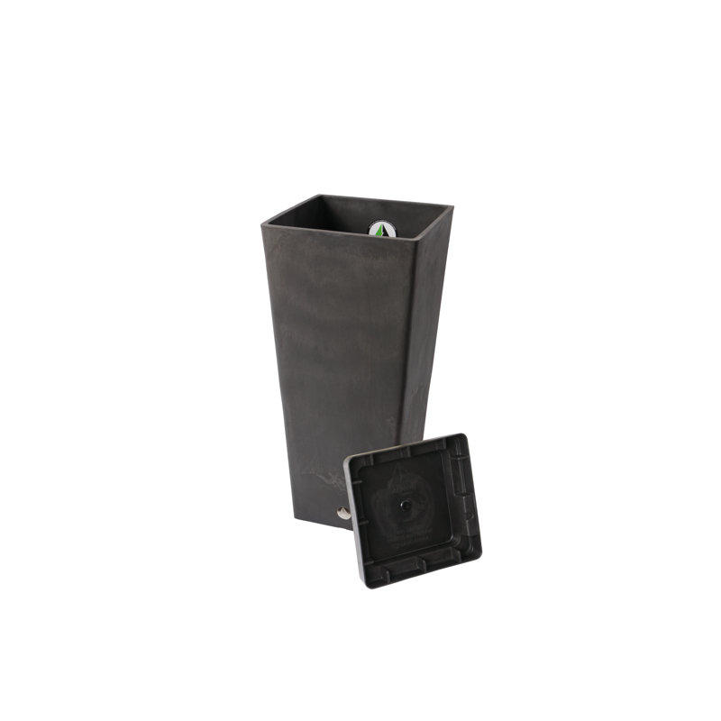 Cara 28" Square Composite Pot Planter with Plant Shelf, Slate