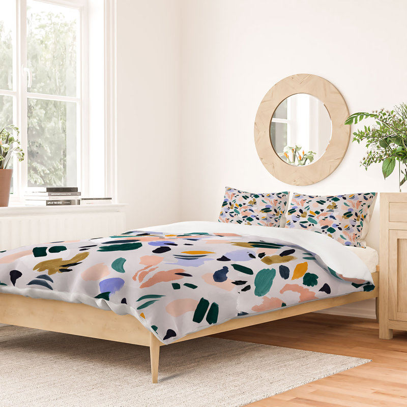 Ensemble de housse de couette Terrazzo Brushstrokes, Housse pour couette simple et 1 taie d'oreiller
