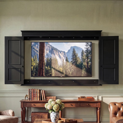 65.7" Wall-Mount TV Cabinet: Hidden Media Center With 4-Door Elegance — Fits 60" Tvs